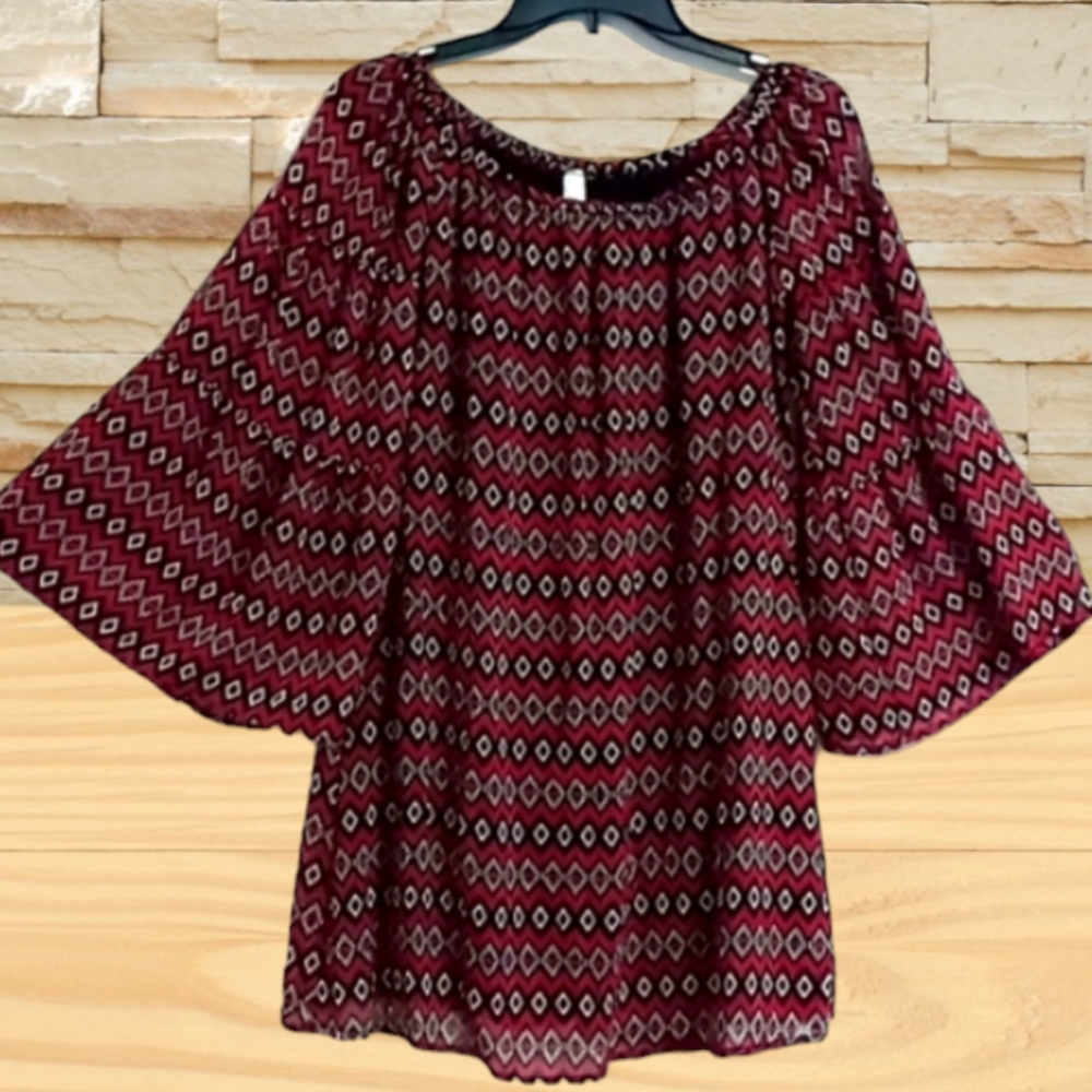 TOGETHER off shoulder top size small splash design color bell sl…